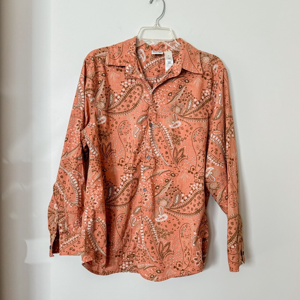 Stamp 10 Orange Western Paisley Button Down Shirt Women’s Size Medium